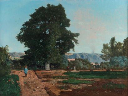Paul GUIGOU (1834-1871) Le Grand Ormeau, 1867
Huile sur toile Signée et datée 67...