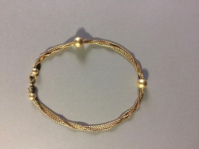 null Bracelet 4 rangées et boules en or jaune 18k (750/°°) Longueur : 35 cm Poids:...
