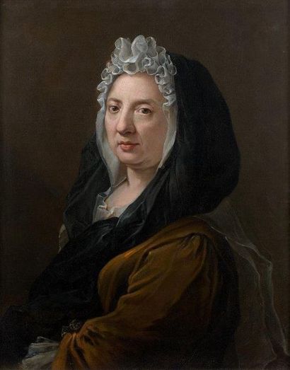 null ATTRIBUÉ À JEAN RANC (1674 - 1735) Portrait de femme au vêtement brun Toile...