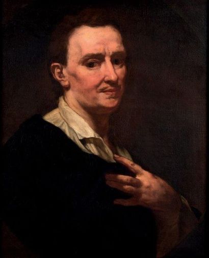 null ECOLE DE L’EST DE L’EUROPE VERS 1740 Portrait d’homme Toile, anciennement ovale...