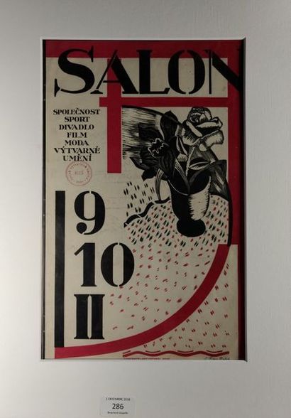 Sima Josef SALON. AFFICHE LITHOGRAPHIÉE. Brno, 1923. 36,5 x 23,5 cm, sous passe-partout.
Affiche...