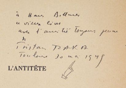 TZARA Tristan L'ANTITÊTE. Paris, Cahiers Libres, 1933. In-8, broché.
Édition originale.
Exemplaire...