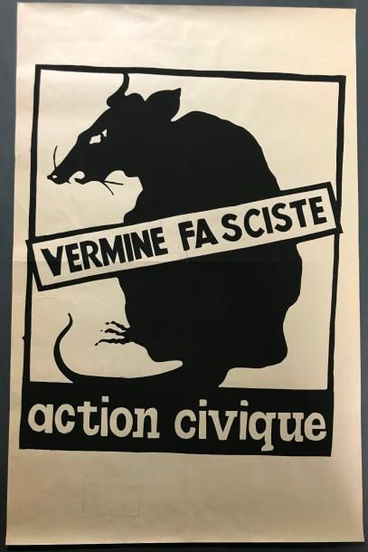 null Vermine fasciste. Action civique

Affiche non-entoilée 

Tampon Atelier Populaire...