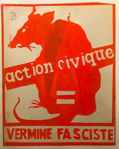null Action civique = vermine fasciste 

Affiche non-entoilée 

Tampon Ecole des...