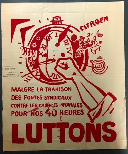 null Citroën. [...] Luttons

Affiche non-entoilée 

Tampon Atelier Populaire Ex-Ecole...