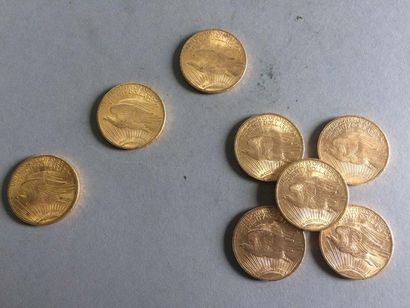 null 15 pièces en or 20 dollars USA 1922-1923-1925-1926