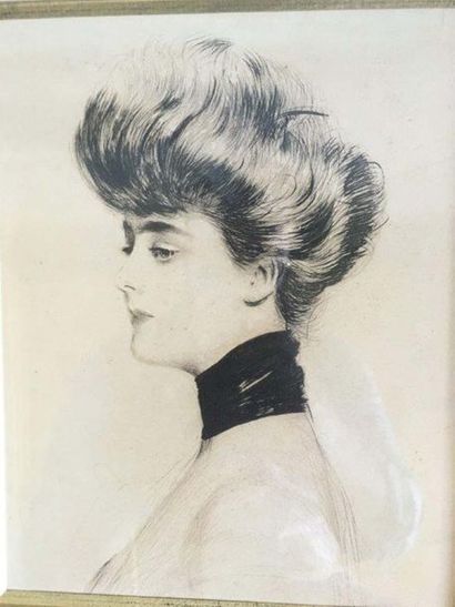 null Paul César HELLEU (1859-1927) Portraits de femmes Ensemble de trois gravures...