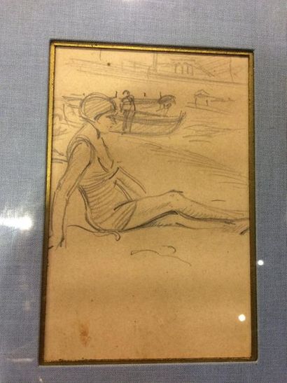 null ANTOINE MINARTZ (1870-1948)
Ensemble de deux dessins :
- Scène de bord de mer...