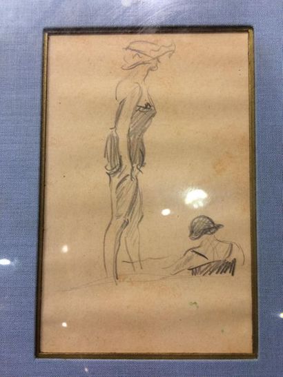 null ANTOINE MINARTZ (1870-1948)
Ensemble de deux dessins :
- Scène de bord de mer...