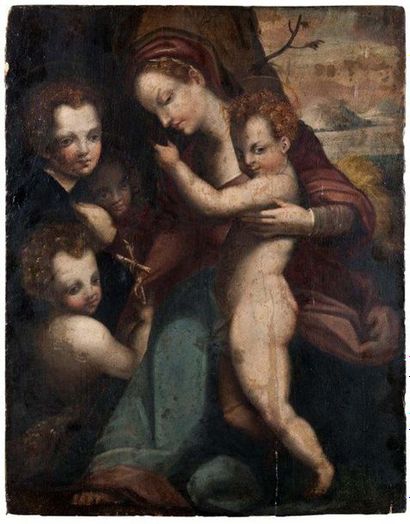 null ECOLE FLORENTINE DU XVIe SIÈCLE, D’APRÈS ANDREA DEL SARTO Vierge à l’Enfant...