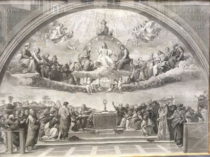 D'après Raphaël (1483-1520). Le Triomphe du Saint-Sacrement et Le Parnasse Deux gravures...