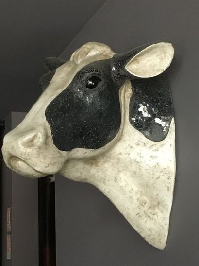 null Tete vache pailletée, imitation trophée de chasse
54 x 40 cm