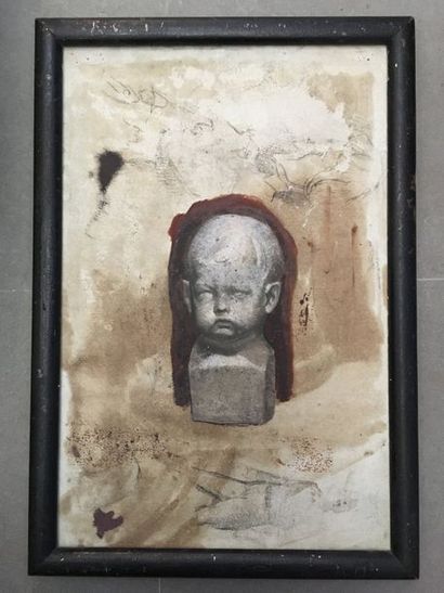 Henri SENART (1823-1881) Etude pour un buste d'enfant
Crayon et aquarelle sur papier
Cadre...