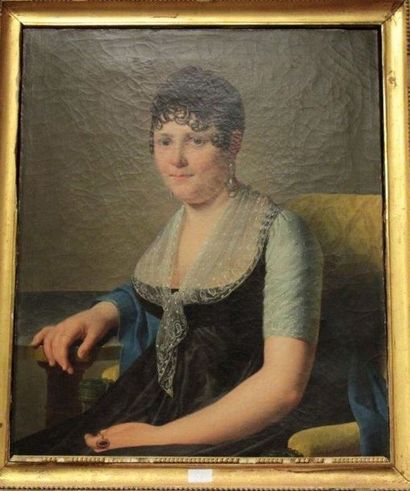 Ecole FRANÇAISE vers 1830 Portrait de femme assise
Sur sa toile d'origine
74 x 59,5...