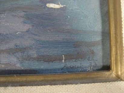 PAUL CHARAVEL Marine Huile sur carton 17,4 x 23,4 cm Cadre