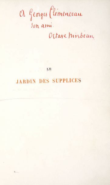 MIRBEAU (Octave) Le Jardin des supplices. Paris, Librairie Charpentier et Fasquelle,...