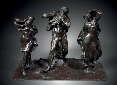 Jean-Antoine INJALBERT (1845-1933) La Danse antique, 1919
Groupe figurant Pan jouant...