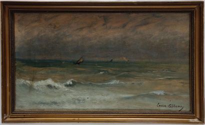 Louise ABBEMA (1853-1927) Marine
Huile sur papier marouflée sur carton 18,5 x 33...