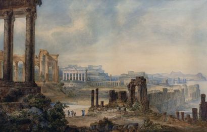 Georges Richard PAIN (Londres 1793-Cork 1838) Caius Marius sur les ruines de Carthage
Aquarelle...