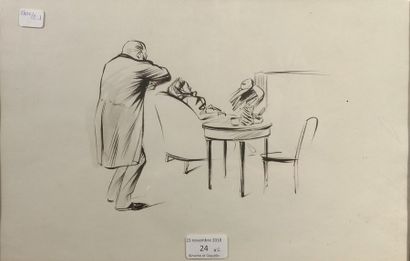 Jean-Louis FORAIN (1852-1931) Le rendez-vous
Crayon noir
24 x 37,5 cm
Le salon
Plume...