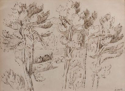 André LHOTE (1885-1962) Le jardin
Encre sur papier
Signée en bas à droite 28,5 x...
