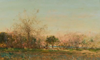 Félix ZIEM (1821-1911) Paysage des environs de Nice
Huile sur panneau de bois
Porte...