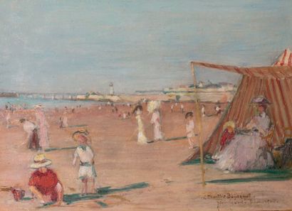 Jean Gabriel DOMERGUE (1889-1962) Scène de plage
Huile sur panneau
Signée en bas...
