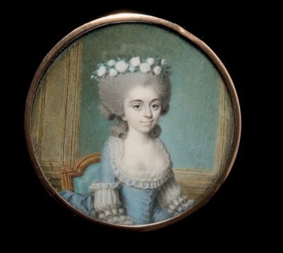 Louis SENÉ (1747-1804) Portrait de jeune femme assise de trois-quarts vers la droite...