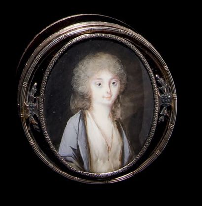 François-Antoine ROMANY (1756-1839) Portrait de la marquise de Bonneval en buste...