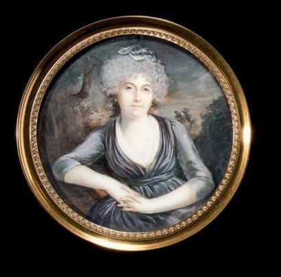 Lié-Louis PÉRIN-SALBREUX (1753-1817), attribué à Portrait de femme en buste de face,...