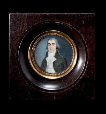 P. DEWIME (actif entre 1766 et 1795) Portrait d'homme en redingote grise et gilet...