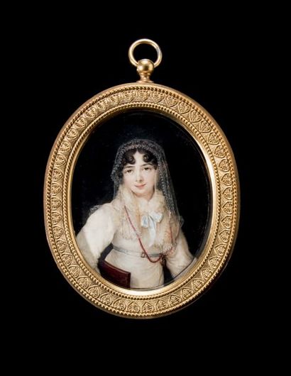 LOUIS-MARIE AUTISSIER (1772-1830) Portrait présumé de Caroline Murat, Reine de Naples,...