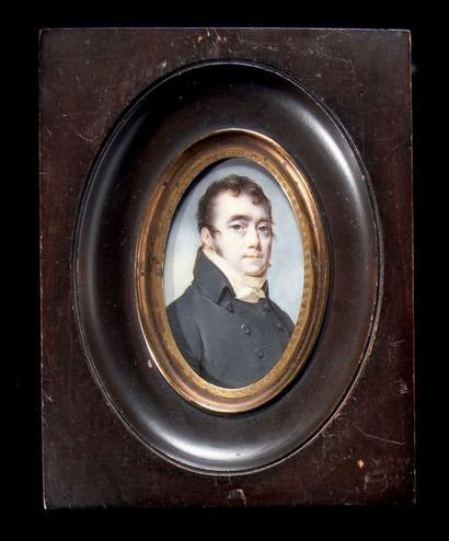 Daniel SAINT (1778-1847), entourage de Portrait d'un homme à la redingote grise en...