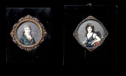 Jean-Baptiste LETELLIER (1759-après 1816) Portrait du baron et de la baronne Lajard,...