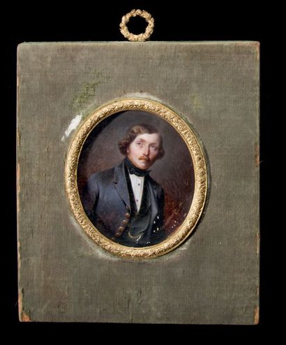 Théophile J. KWIATKOWSKI (1809-1891) Portrait d'Alexandre Pagowski en redingote grise...