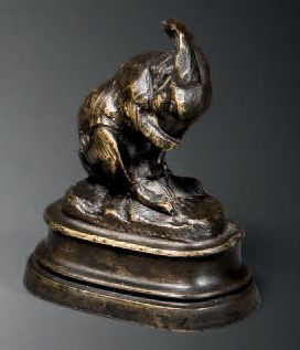 Isidore BONHEUR (1827-1901) Lapin à sa toilette
Bronze à patine brune
Signé «I.BONHEUR»
H....