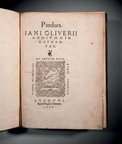 OLIVIER, Jean Pandora. Andium hierophantae
Lyon, Étienne Dolet, 1541
EXEMPLAIRE PROVENANT...