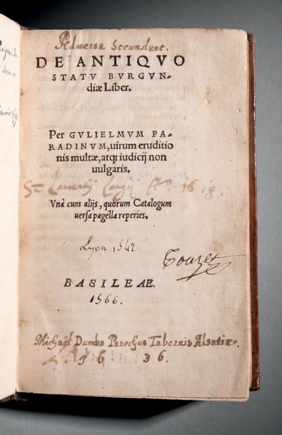 PARADIN, Guillaume De Antiquo statu Burgundiae Liber Bâle, [Hervagius ?], [1555]
LA...