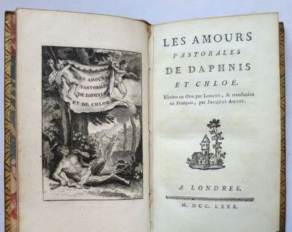 LONGUS Les Amours pastorales de Daphnis et Chloé. S.l. [Paris], 1745. In-12, maroquin...