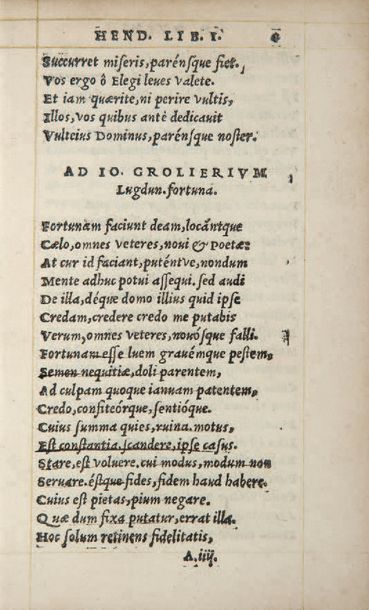 VULTEIUS (Joannes) Hendecasyllaborum libri quatuor. Ad Poetas gallicos libri duo....