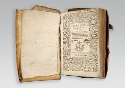 CONSTANTIN (Robert) Lexicon graecolatinum. [Genève], Jean Crespin, 1568. In-8, vélin...