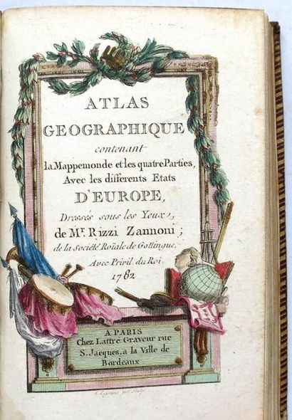  ATLAS. - ZANNONI (Rizzi). Atlas géographique contenant la Mappemonde et les quatre...