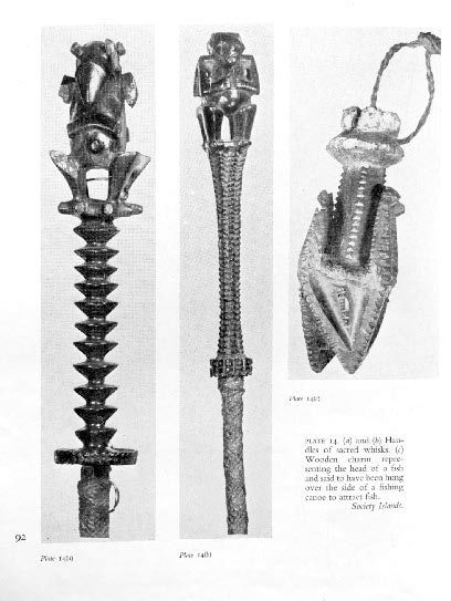 null ? Chasse-mouche Tahiri ra'a des Îles Australes avec un personnage Janus, Polynésie
Bois...