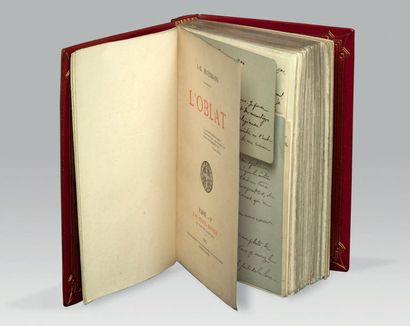 HUYSMANS (Joris-Karl). L'Oblat. Paris, Stock, 1903. In-12, maroquin rouge, janséniste,...