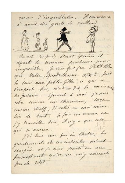 MAUPASSANT, Guy de (1850-1893). Lettre autographe à mon cher Hadji [Albert de Joinville],...