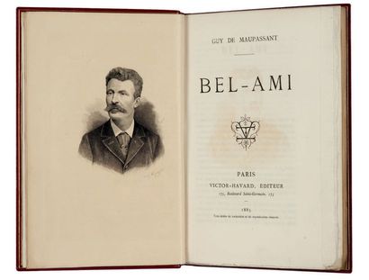 MAUPASSANT (Guy de). Bel-Ami. Paris, Victor Havard, 1885. In-12, bradel maroquin...