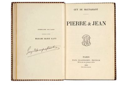 MAUPASSANT (Guy de). Pierre & Jean. Paris, Paul Ollendorff, 1888. In-12, maroquin...