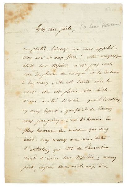 MISTRAL (Frédéric). Lettre autographe signée à Louis Ratisbonne, Paris, 2 mai 1859,...