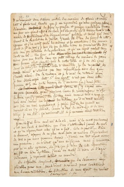 NERVAL (Gérard de). [Aurélia]. Manuscrit autographe, [1855], 1 page et demie in-8...