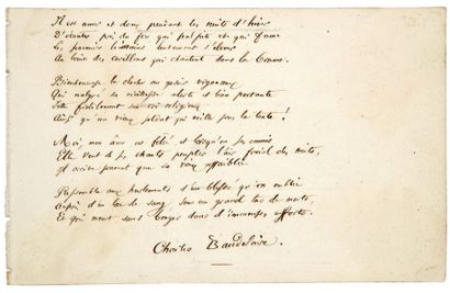 BAUDELAIRE (Charles). [La Cloche fêlée]. Poème autographe signé Charles Baudelaire,...